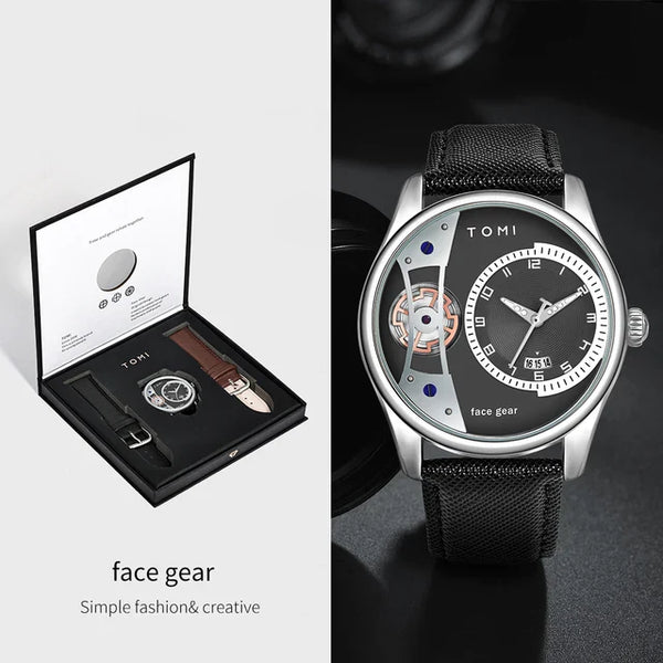 TOMI T-105 Face Gear Dual Strap Luxury Watch